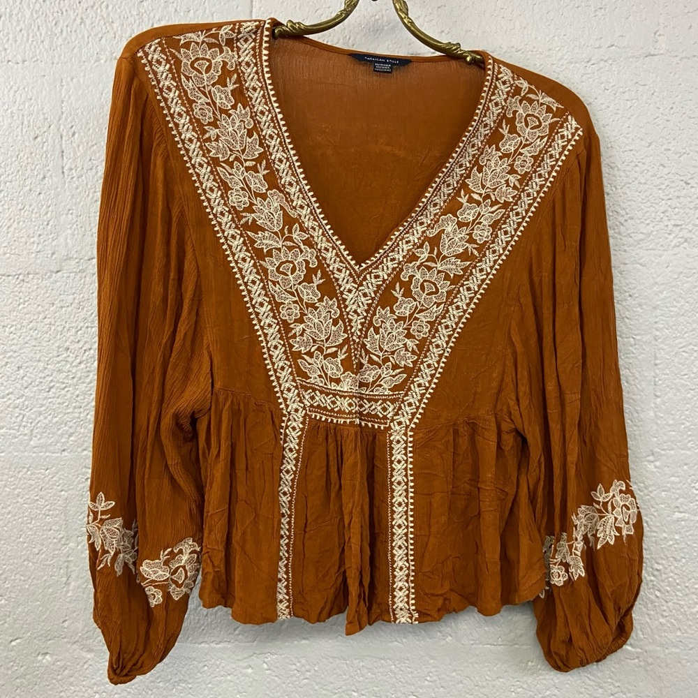 American Eagle Rust Gauze short Top size XS